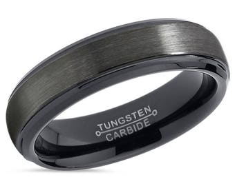 tungsten wedding bandgunmetal tungstenbrushed polishbeveled black edgesengagement ringmens tungstenanniversary6mm matchingring set - Tungsten Wedding Ring Sets tungsten wedding bandgunmetal tungstenbrushed polishbeveled black edgesengagement ringmens tungstenanniversary6mm matchingring set - Tungsten Wedding Ring Sets