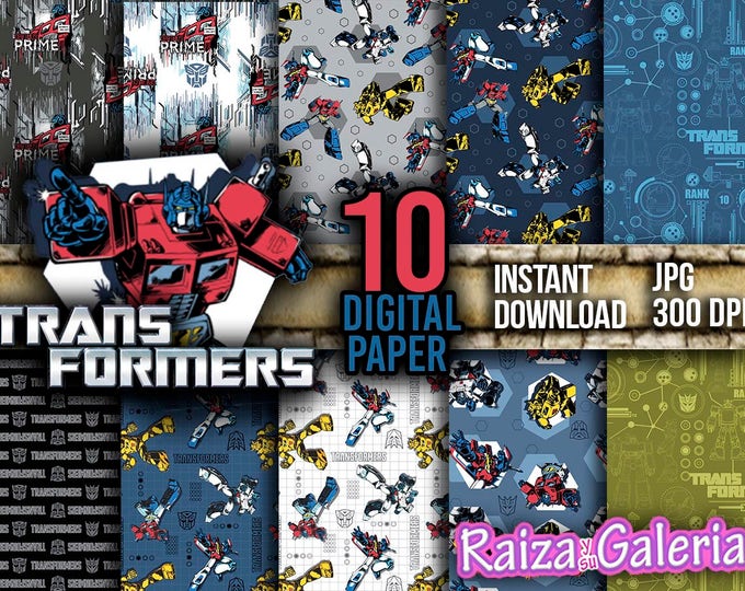 AWESOME Transformers Digital Paper. Instant Download - Scrapbooking - Optimus Prime Transformers Printable Paper