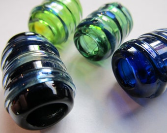 Glass Dread bead Solid color with silver fume and clear stripes New COlors!