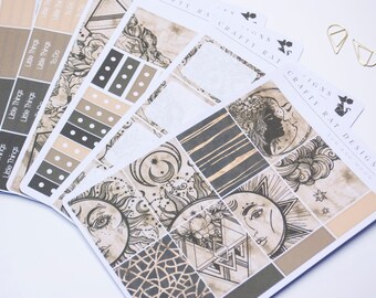 Planner Stickers | "Sun and Moon" Kit, Erin Condren Weekly Kit, Sophisticated, Nature, Earthy, Planning Kit, MAMBI Happy planner