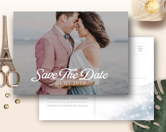 Save The Date Postcard Template for Photographer, Engagement Wedding Annoucement Card Photoshop Template Card - INSTANT DOWNLOAD SD002