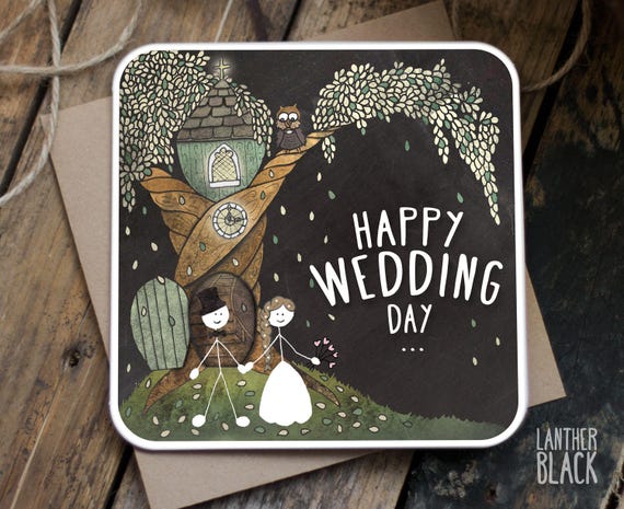 Pickture-This Congratulations Wedding Card – A5 Folded – Bride & Groom – Love Theme – Includes Envelope – UK Made
