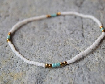 Dainty Stretch Anklet, Beaded Anklet, Ultra Dainty Stretch Beaded Bracelet, Beach Anklet, Dainty Bracelet, Stretch Bracelet