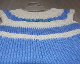 Knitted Baby Dress, baby girl dress, baby dresses for girls, blue winter dress, knit baby dress, Baby dress, 6 m - 12 m
