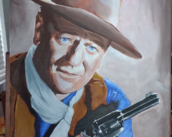 Painting, acrylic painting, John Wayne, movie, actor portrait, gift idea , ready to ship, wall decor, painting from photos, western, cowboy