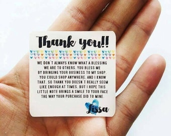 Thank you - Thank You Note Stickers or Cards Customizable