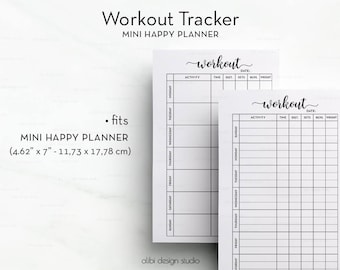 Workout Tracker, MINI Happy Planner, Workout Planner, MINI MAMBI, Workout Journal, Printable Planner, Fitness Tracker, Mambi, Health Tracker