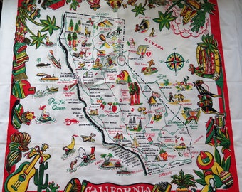 Vintage Vibrant 50s California Tablecloth - Nearly New - Bright Colors