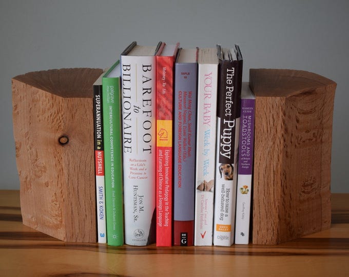 She-Oak wood bookends handmade from reclaimed timber for books, CDs, DVDs etc