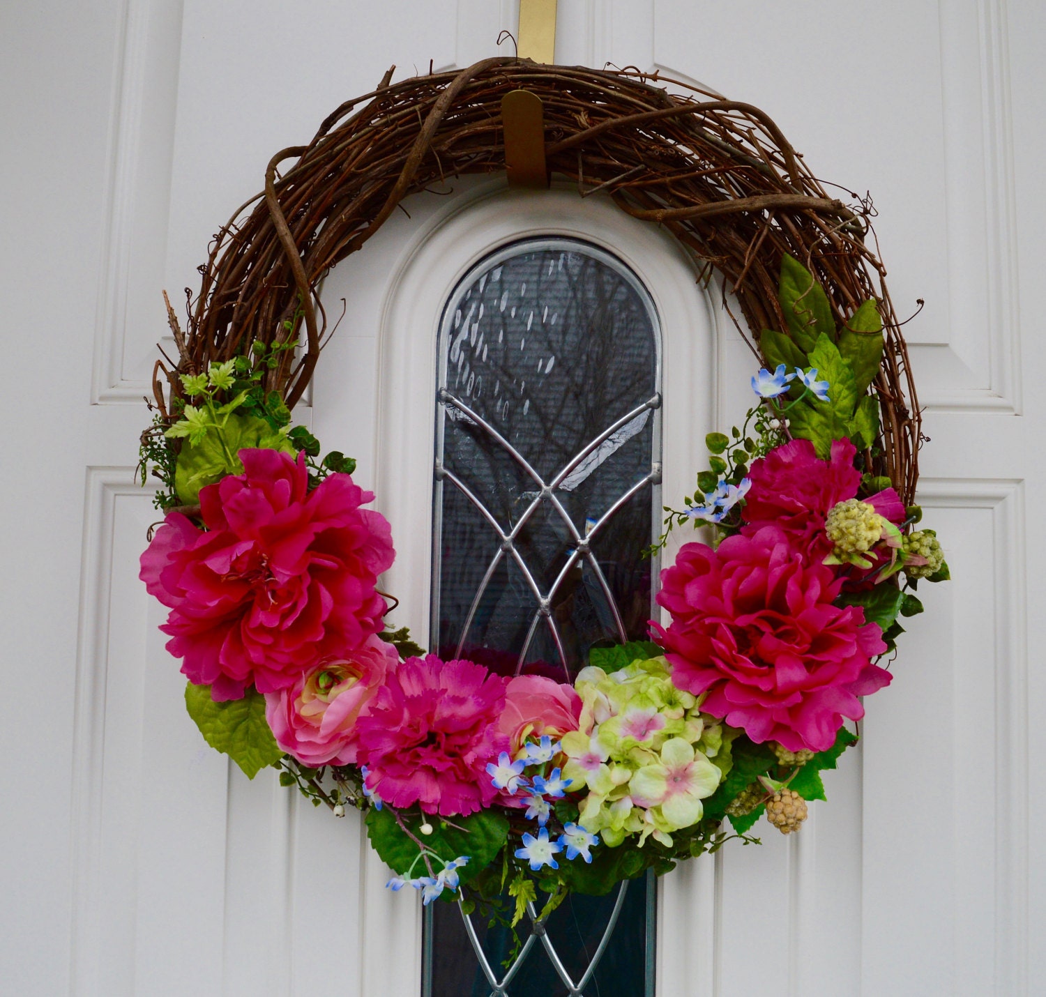 Spring Wreath Rustic Wreath Pink Floral Wreath