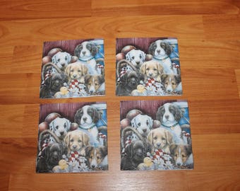 Paper napkins for decoupage;Dog/Puppy napkins;Decorative napkins;Set of 4 napkins;Decoupage napkins;Decoupage supplies