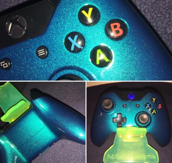 New Custom painted Candy Teal blue Xbox one controller with