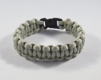 Solid Silver Paracord Bracelet: Survival, Camping, Hunting, Outdoors