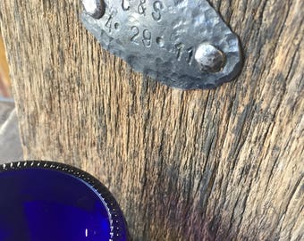 Personalized, Iron Anniversary Gift, Custom Lettering, Stamped Message, Wine Bottle Holder, Blacksmith, Wedding Gift, Iron Gift for Him