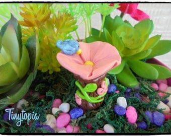 Miniature Flower Bird Bath Fairy Garden Terrarium Accessory