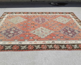Kilim Rug Turkish Kilim Rug Area Rug Pastel Kilim Rug Vintage Kilim Rug Handwoven Rug Wool Rug Boho Rug 7'8" x 11'3" Feet Free Shipping !