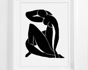 Matisse Print, Printable Art, Minimalist Painting, Original Art, Minimalist Poster, Minimalist Art,Wall Art Canvas,black and white wall art