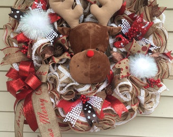 Mr Rudolph Deco Mesh Wreath
