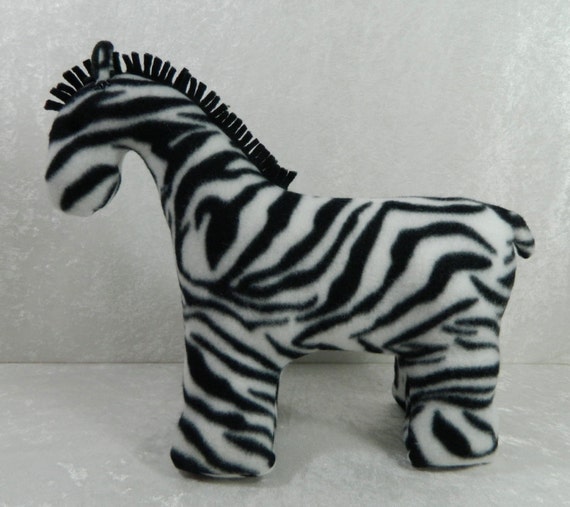 Items similar to Small stuffed fleece zebra, zebra stuffed animal