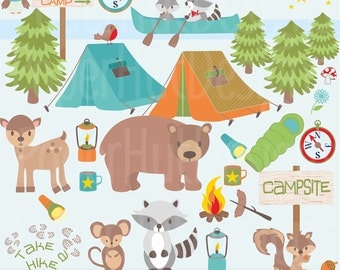 Camping Digital Clipart Outdoor Clipart Campfire Clipart