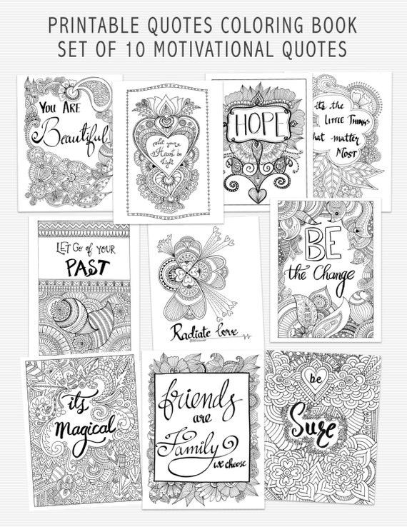 Download SALE Printable Quote Coloring Book Self Help Adult Coloring