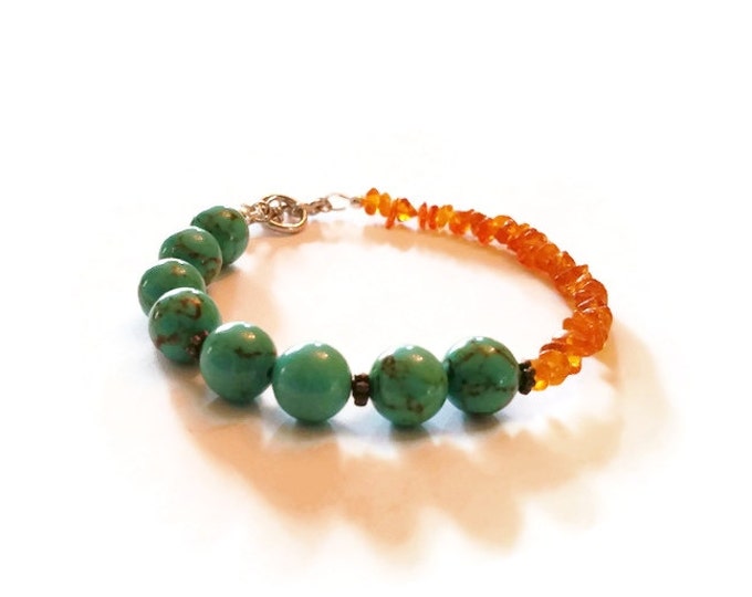 Baltic Amber and Turquoise Bracelet, Chakra Jewelry, Metaphysical Bracelet, December's Birthstone, Unique Birthday Gift, Gift for Her, B003