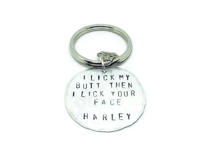 I Lick My Butt Then I Lick Your Face Funny Hand Stamped Pet Tag, Funny Dog Tag, Metal Pet Tag, Gift for Dog Lovers, Gift for Cat Lovers