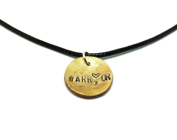 Warrior Hand Stamped Copper Pendant, Warrior Necklace, Suicide Prevention, Mental Illness Awareness, Depression Awareness