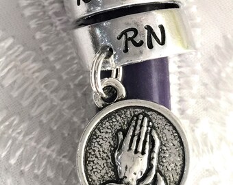 Stethoscope Name Tag with a Charm, Stethoscope ID Tag, Stethoscope Wrap Ring, Nurse Gift, Doctor Gift, Personalized Stethoscope Ring
