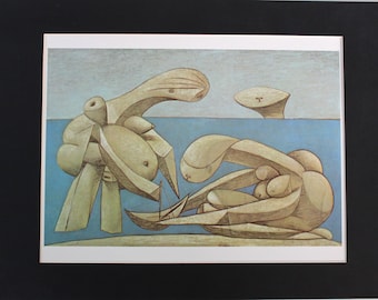BATHERS With TOY BOAT Fine Art Print by Picasso - Mounted Print Painting Painter Artist Art Surrealism Spanish Art Modernist Cubism Modern