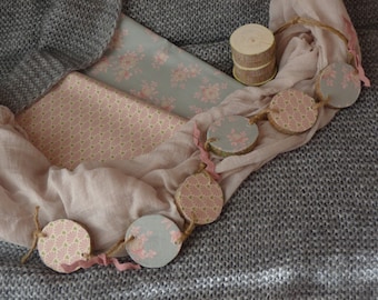 Floral Garland, Wooden Garland, Decorative Banner, Shabby Chic Garland, Gift for mom, Girl Nursery decor, Home decor Wall, Gift for BabyGirl