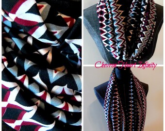 INFINITY SCARF.Chevron.Heart.Grey.Black.Deep Red.Circle Scarf.Tube Scarf.Scarves.Neck Warmer.Fashion Accessories.Spring.Product ID# SC0108