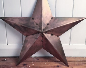 Barn Star - Steel Vintage Retro Barn Star / Rusted / Aged Copper / White / Bare Steel
