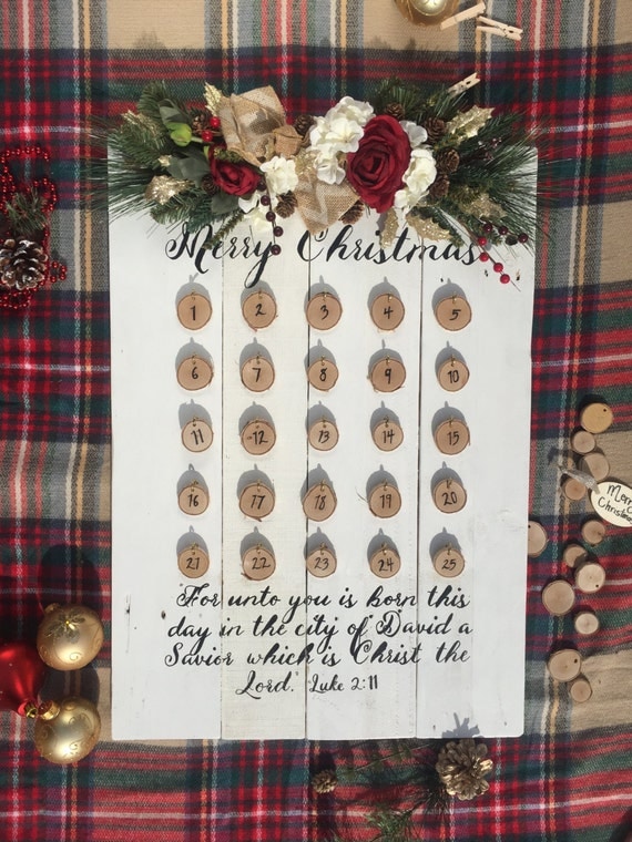 Advent Calendar- Christmas Advent- Christmas Countdown- Christmas Gift- Advent Countdown- Christmas Traditions- Holiday Calendar-Advent Wood