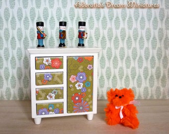 Dollhouse miniature cabinet 1:12 scale, modern dollhouse miniature furniture, retro dollhouse cabinet
