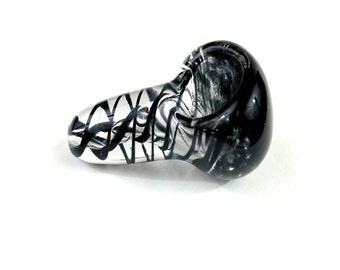 Glass Pipe Mini Small Black Frit Swirl