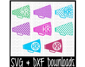 Cheer SVG * Cheer Monogram SVG * Megaphone Cut File - dxf & SVG Files - Silhouette Cameo/Cricut