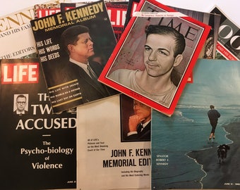Vintage JFK Magazines Memorial Magazines Set of Twelve Magazines Various Titles Look Life Time JFK Epherma Collectable Magazines