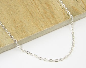 30 Inch Silver Necklace Chain, 30 Inch Silver Chain, Bright Silver Medium Link Unisex Chain for Pendant