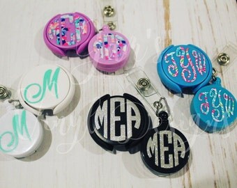 Nurse Monogram Badge Reel, Monogram Badge Reel, Nurse Accessories, ID Badge Reel, Medical ID, Badge Reel