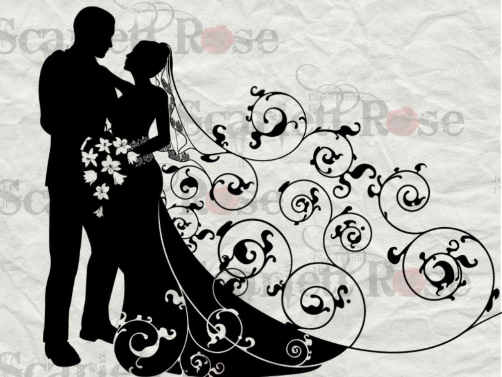 Download Bride and Groom Bridal Silhouette SVG cutting file clipart in