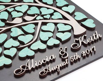 Custom Wedding guest book alternative 3D Wedding guest book Wedding Rustic guest book alternative MINT GRAY WEDDING Tree guest book Hearts
