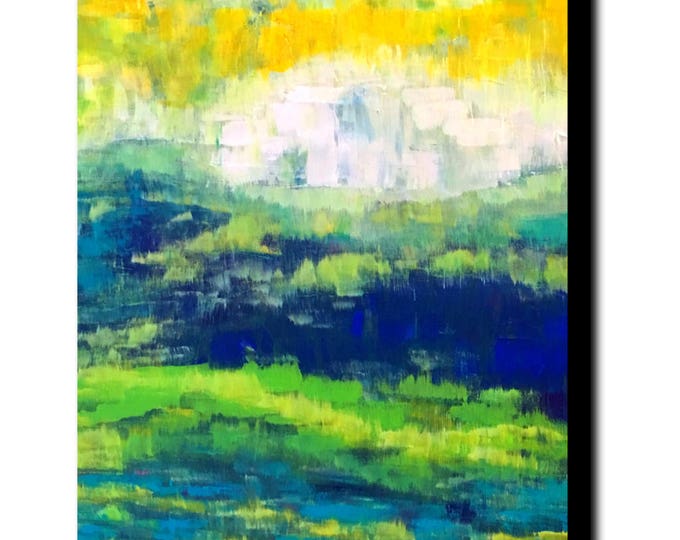 Art Canvas Print Giclee Painting landscape -- Cascade Mountain Meadow Seattle, Rainier, Pacific Northwest sun stream wild scenic beauty