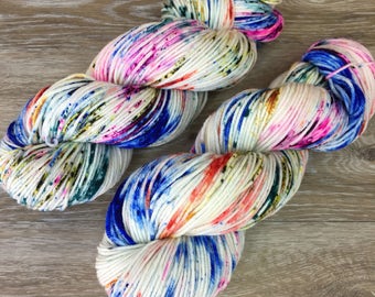 Rain Boots - DK or Worsted Hand Dyed Speckled Yarn, Superwash Merino Wool Nylon, 4-Ply, Assorted Bases, Rainbow Speckles