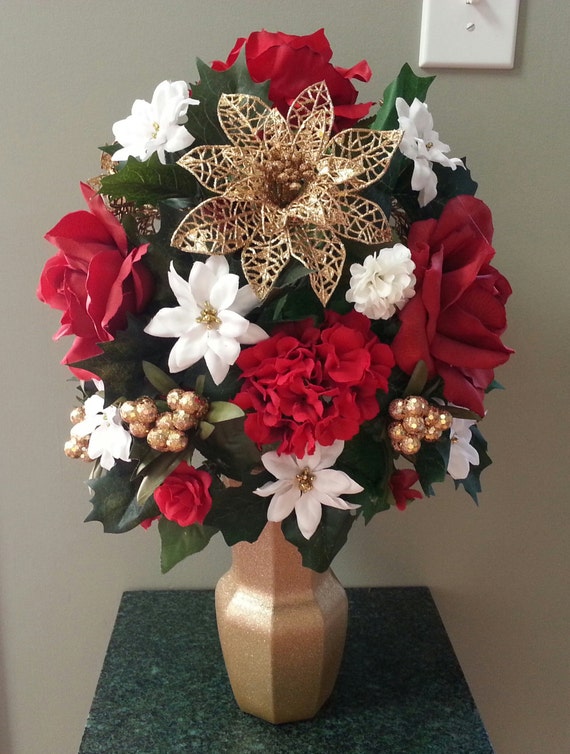 Christmas Holiday Silk Flower Arrangement Christmas Holiday