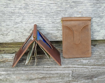 Horween Leather Money Clip Wallet, Minimalist Wallet, Horween Wallet, Leather Simple Wallet, Leather Card Case