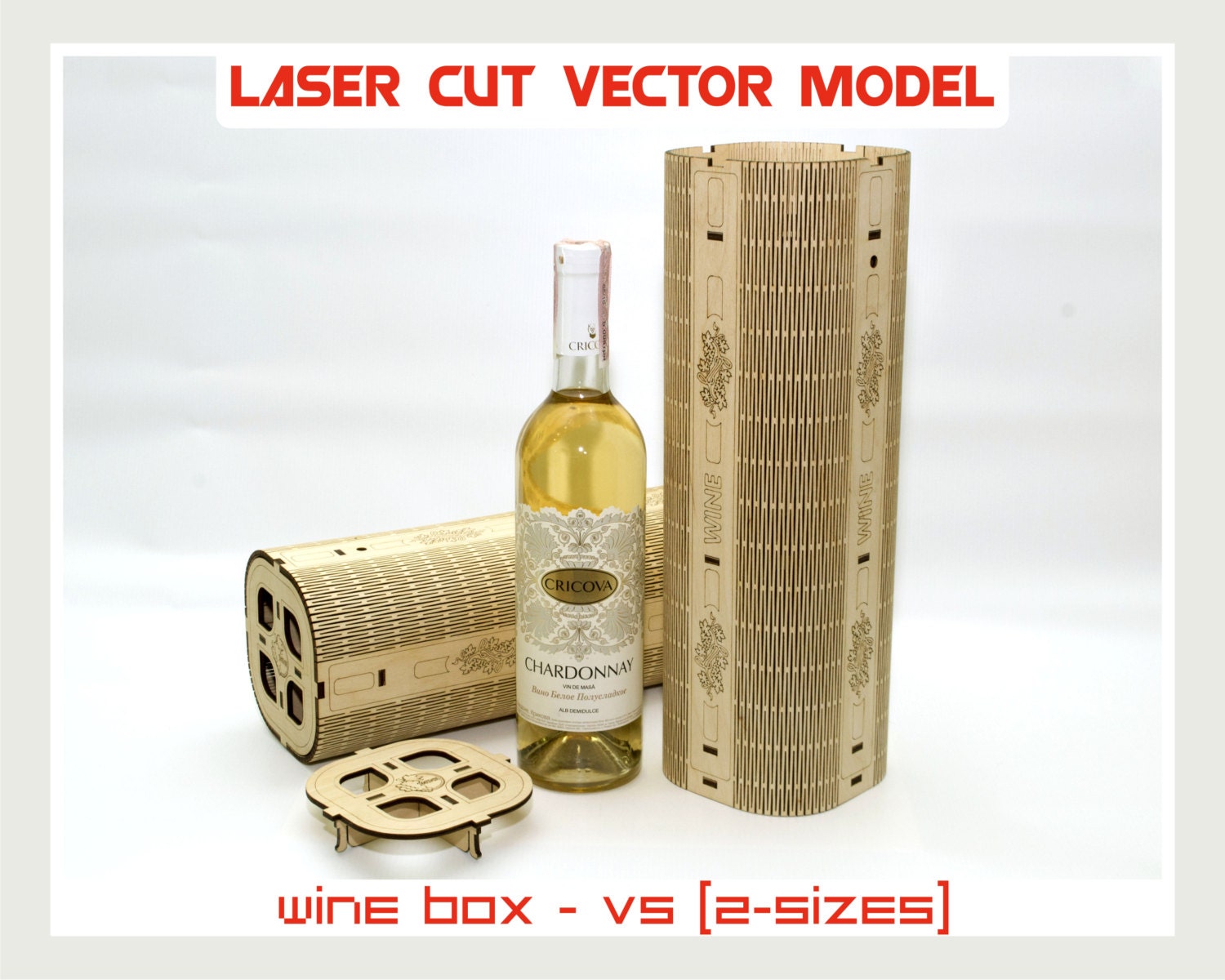 Wine Box Wood Wine Box Plywood Wine Box Laser Cut Vector Model Instant Download Wine Box Laser Cut Wine Box Template