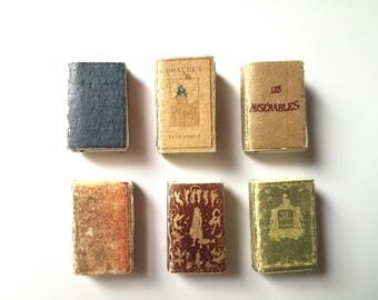 Dollhouse books, twelfth scale, set of 6 dollhouse miniatures, victorian doll house, spell books, mini book, 1 inch scale, mini journals