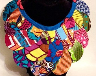 African print bib necklaces
