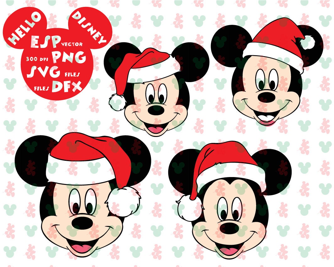 Disney Mickey Santa Christmas Clipart Disney Cut files